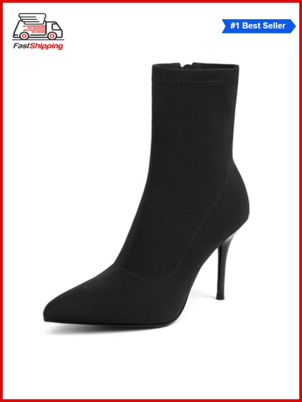 ✨ Sexy Pointy Toe Stiletto Heels Ankle Boots Mid-Calf Sock Booties with Side